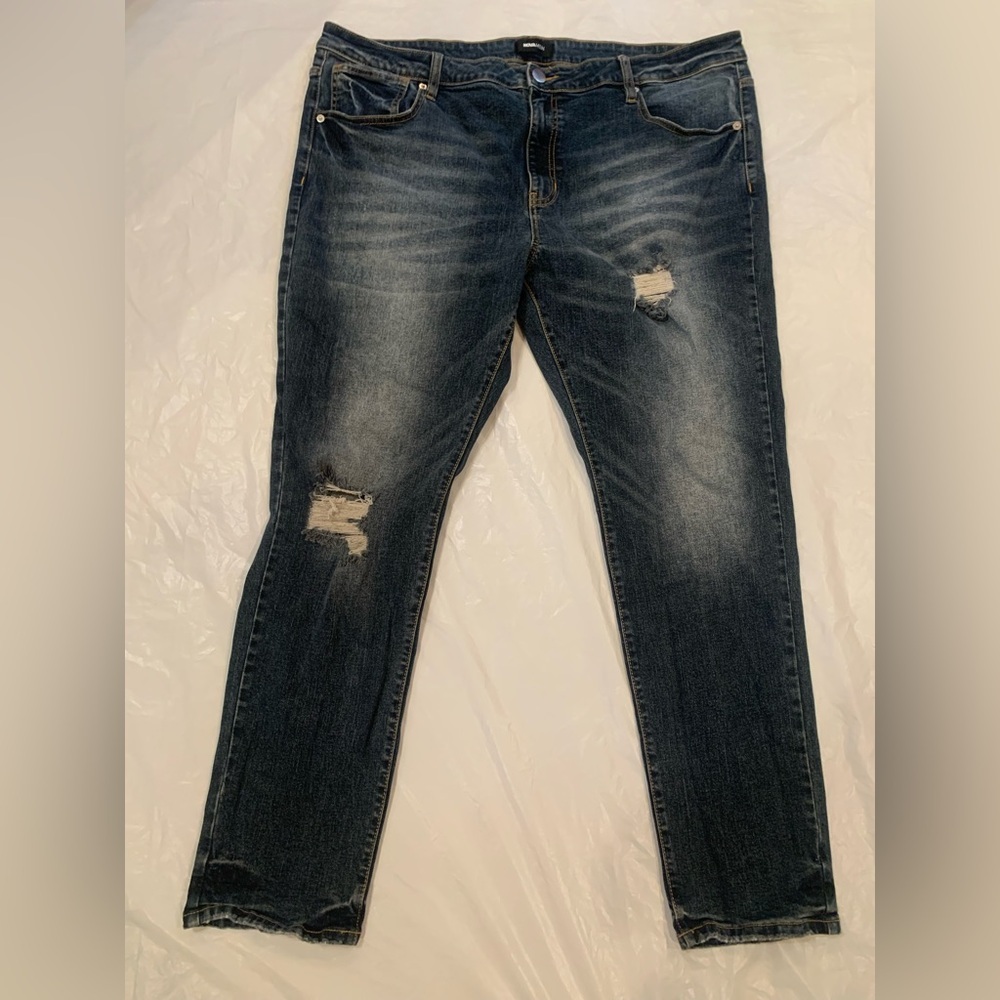 Nova Men Straight Medium Wash Distressed Men's Jeans Size 42x31